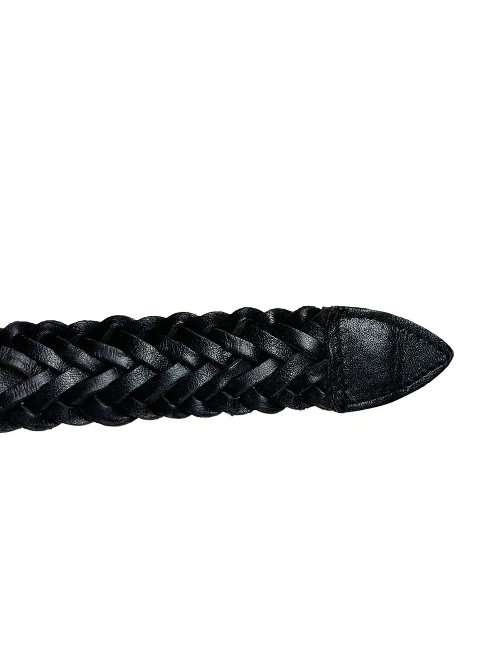 Women’s Black Genuine Leather Braided Belt Size 36 Classic Timeless Style